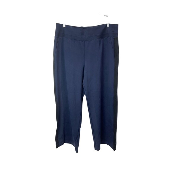 Athleta Pants - Athleta Venice Colorblock Navy Blue Black Wide Leg Track Pants SZ 2X